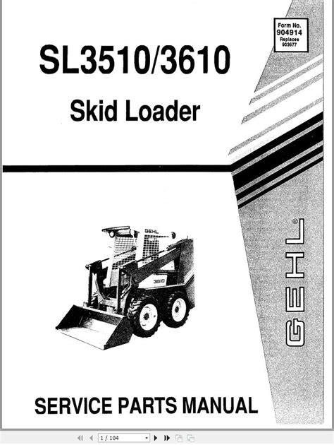 Gehl Skid Steer Loader SL3510 Parts 